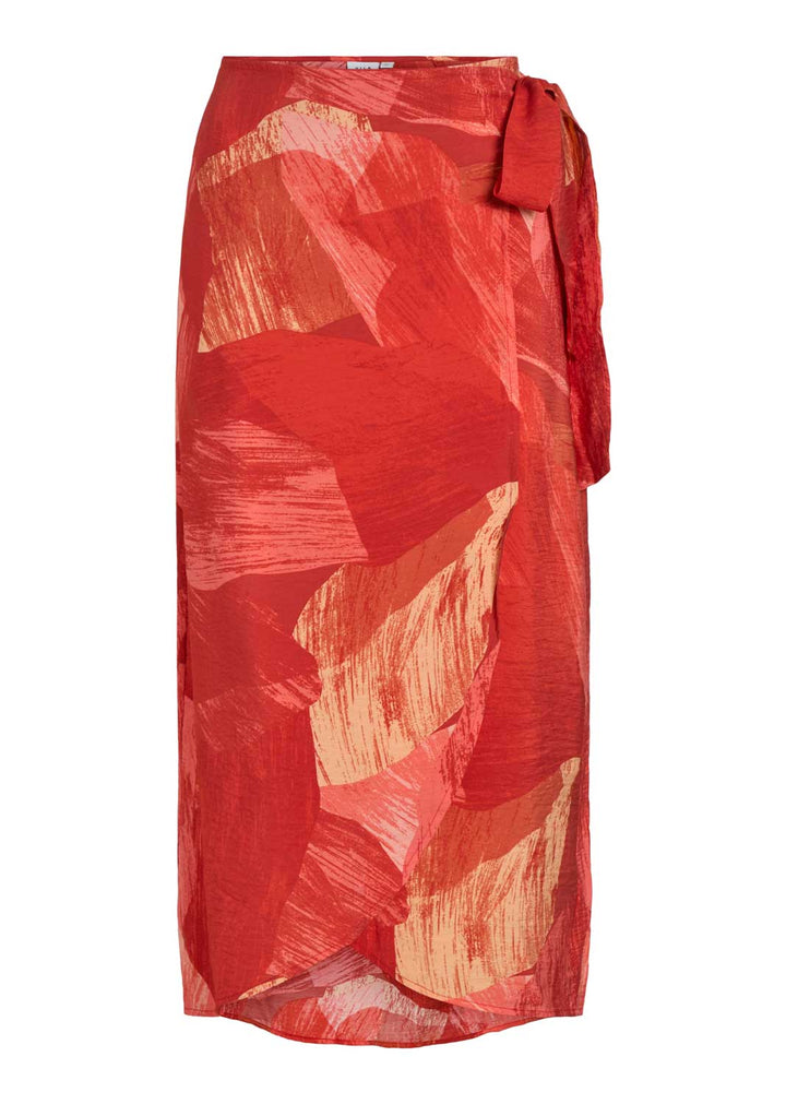 Aurora Abstract Wrap Skirt  Red