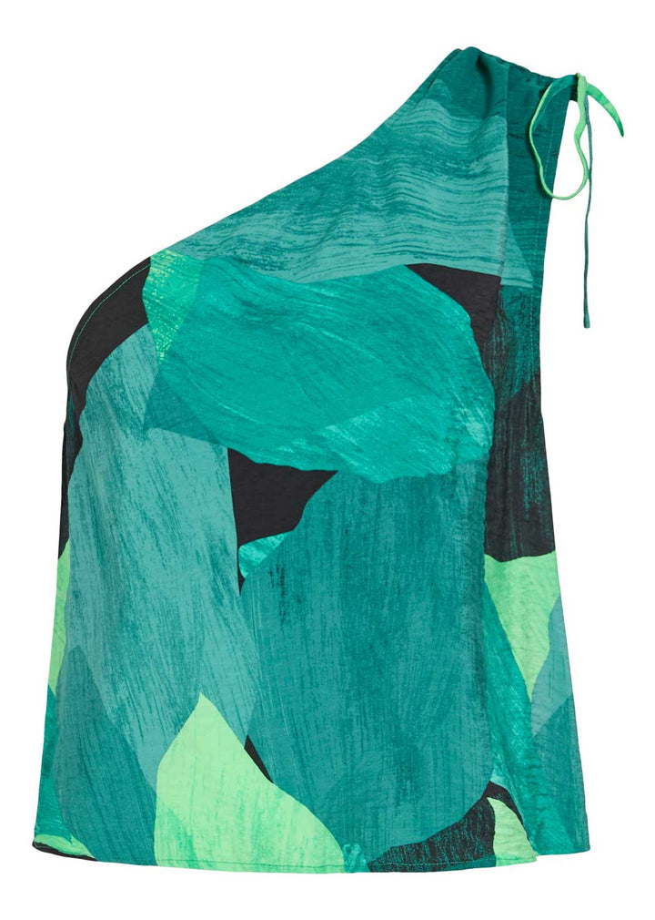 Aurora Printed One Shoulder Top  Green