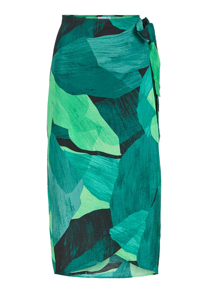 Aurora Abstract Wrap Skirt in Green