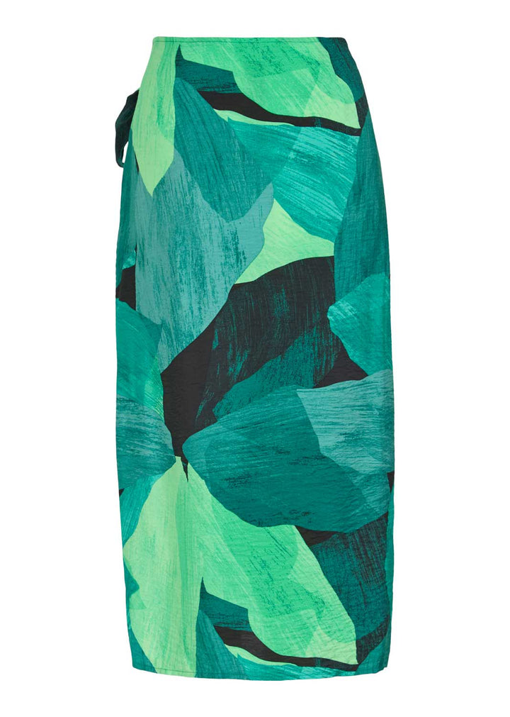 Aurora Abstract Wrap Skirt in Green