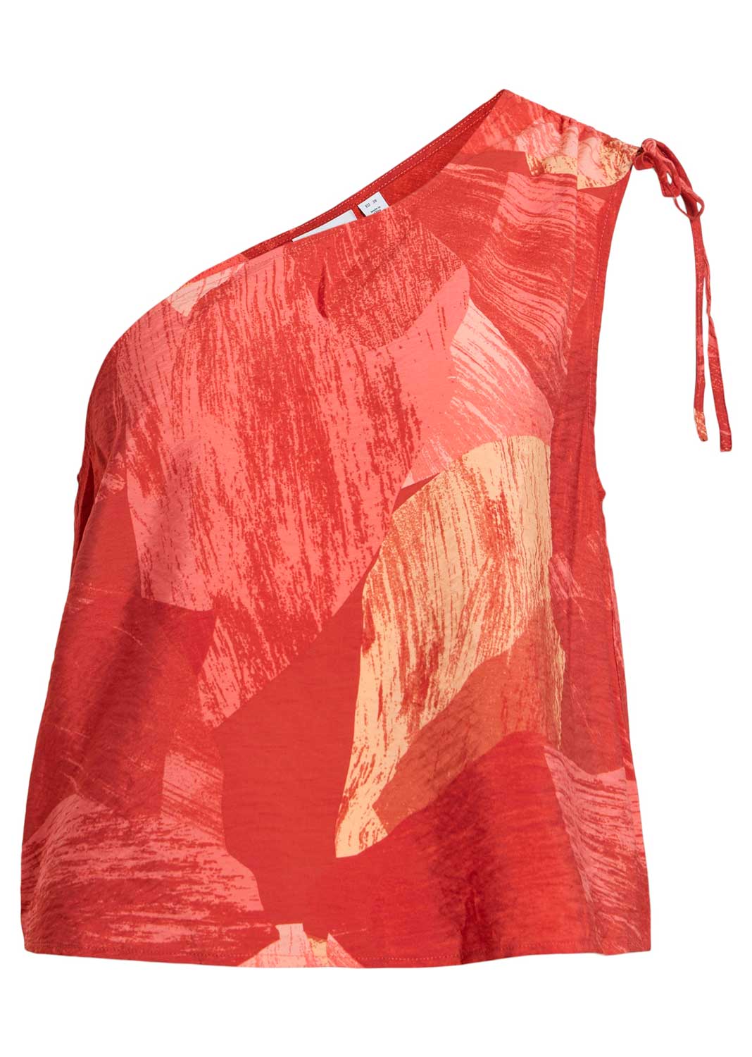 Aurora Printed One Shoulder Top in Red
