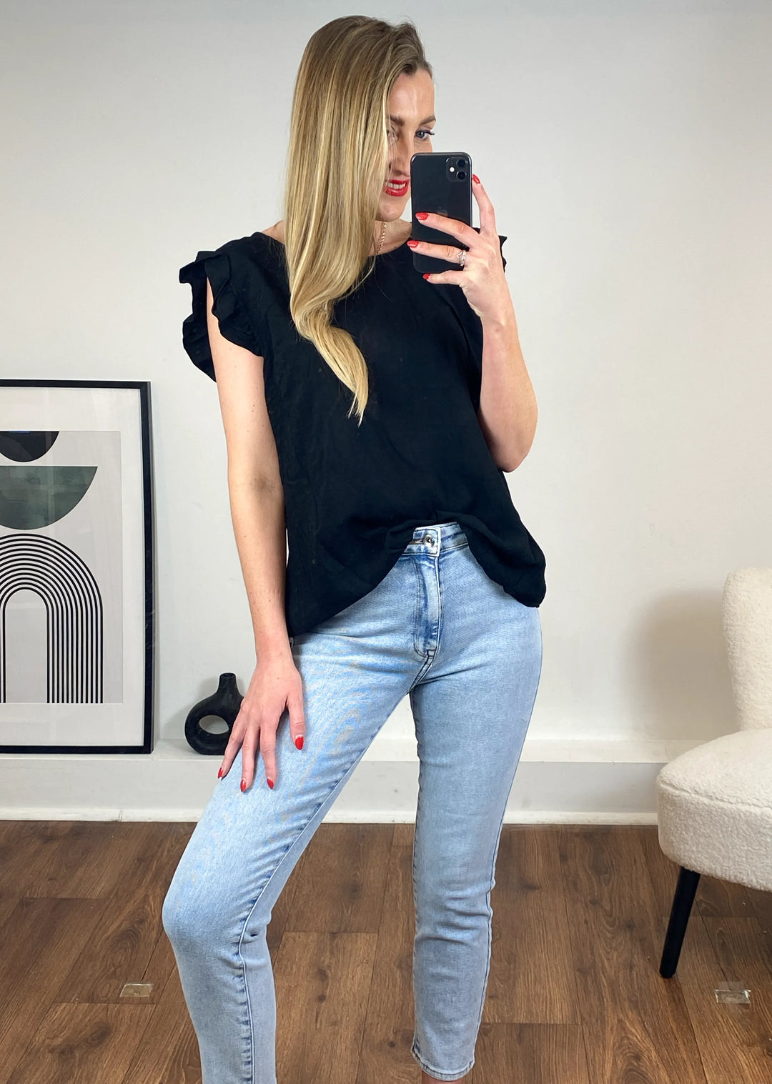 BLACK FRILL TOP