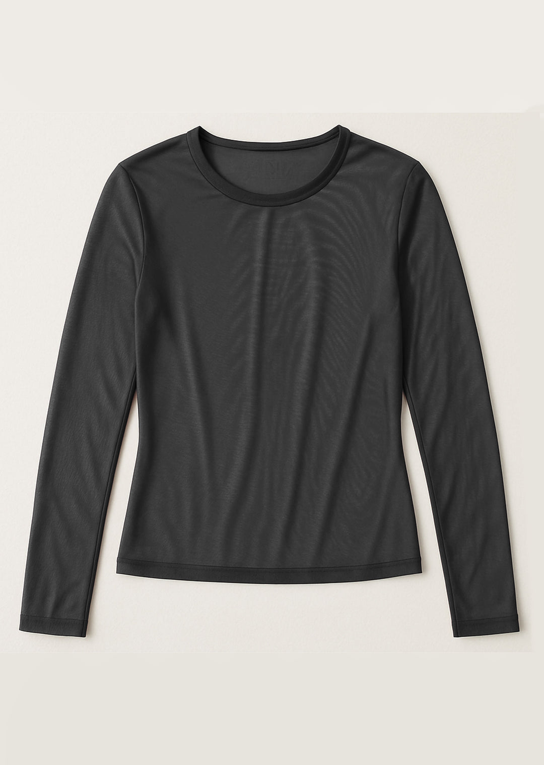 Black sheer mesh long sleeve top