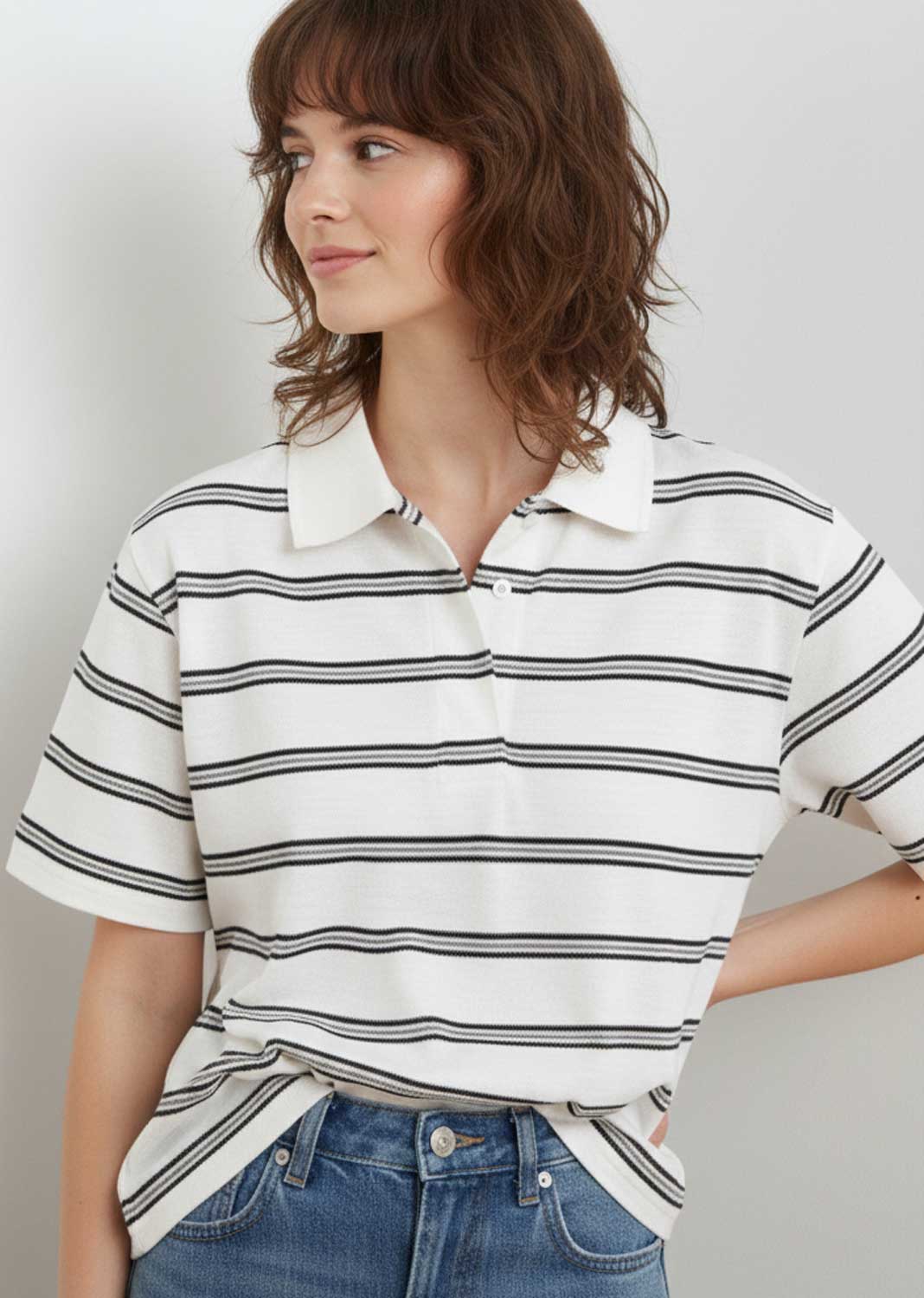 striped polo shirt white 