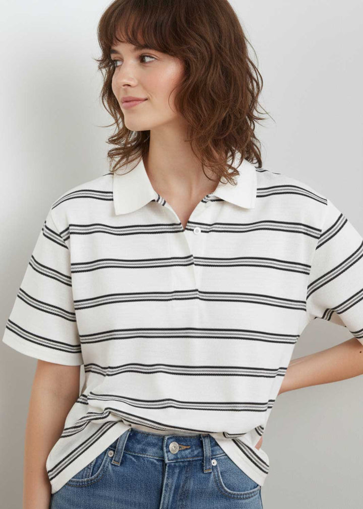 striped polo shirt white 