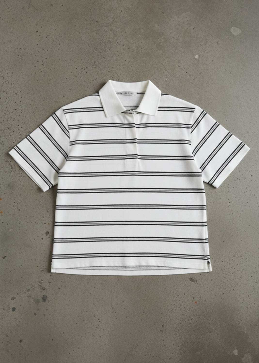 Bobbie White and Black Stripe Polo Tshirt