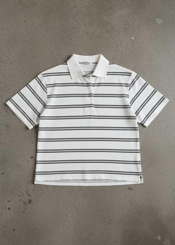 Bobbie White and Black Stripe Polo Tshirt
