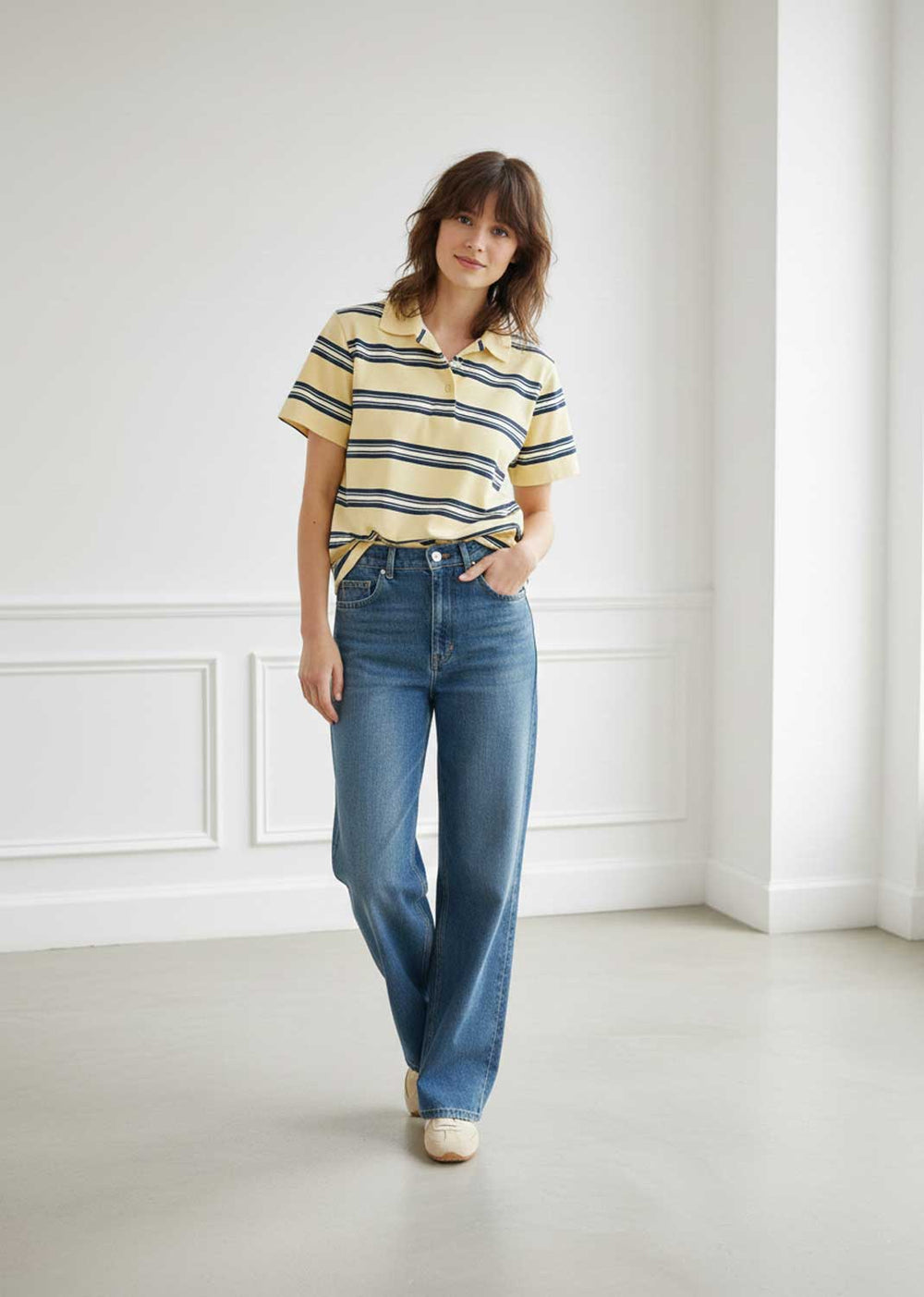 stripe polo shirt yellow