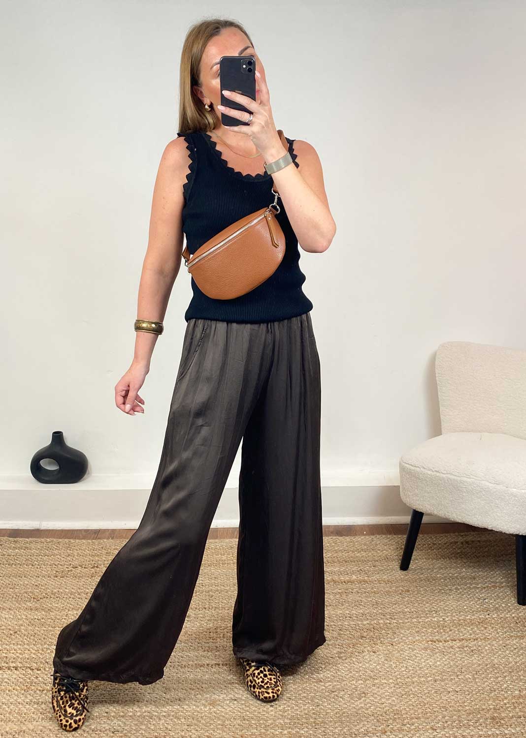 Bonnie Leather Sling Bag  Tan