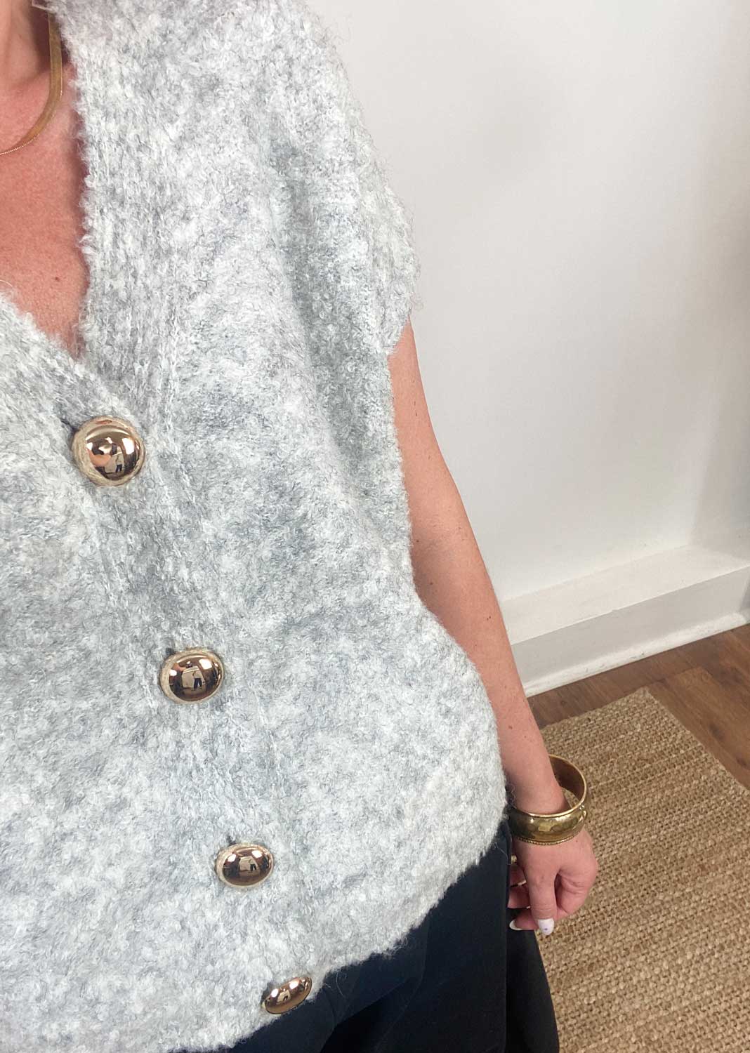Brigi Grey Sleeveless Cardigan