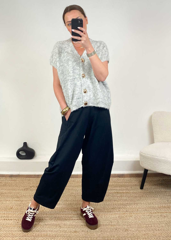 Brigi Grey Sleeveless Cardigan