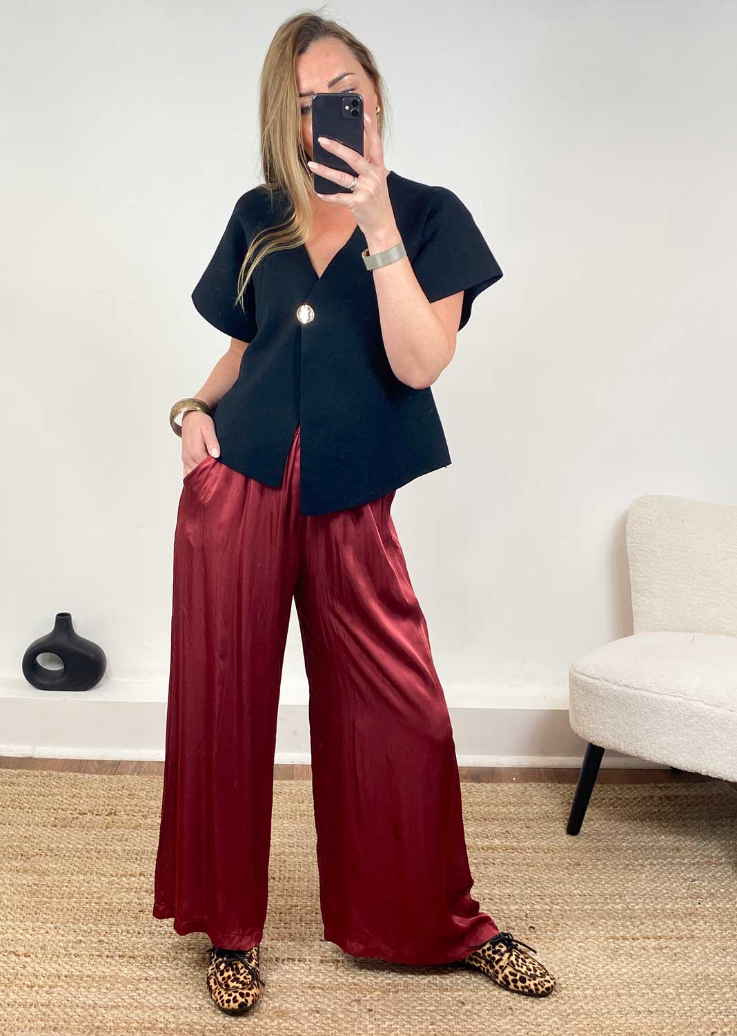 Silky Red Wide Leg pants 
