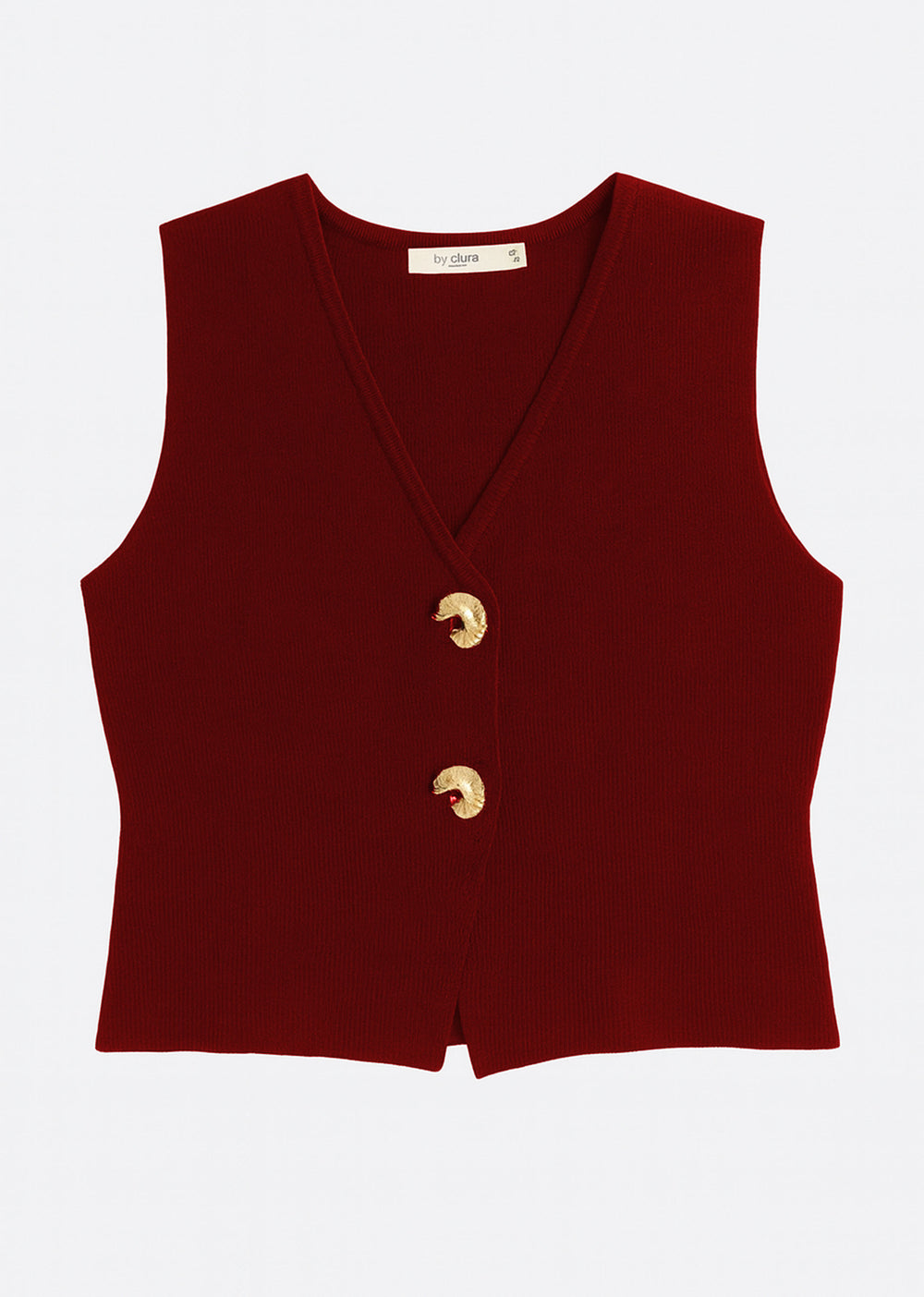 Burgundy Gold Button Knit Waistcoat 