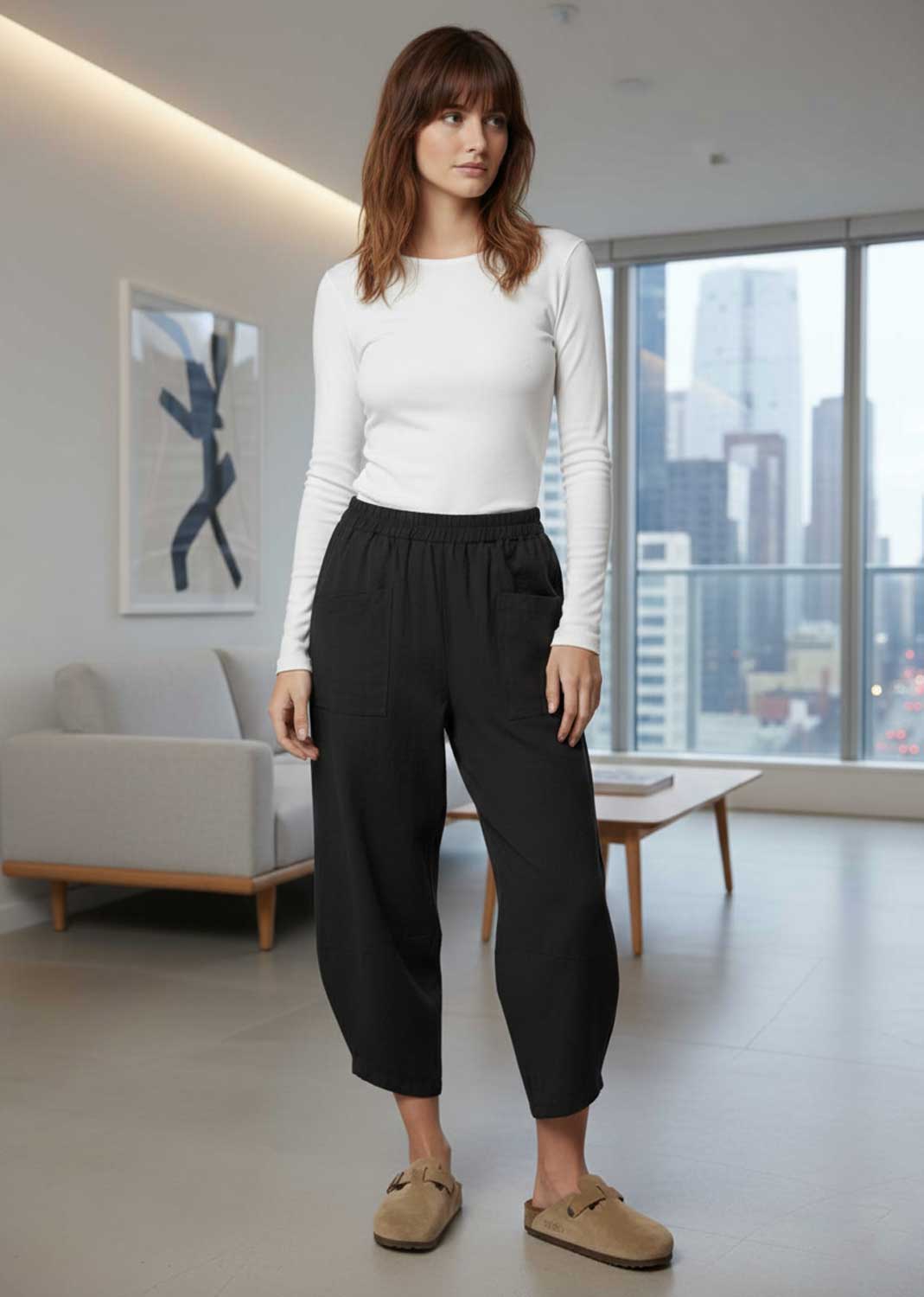Buxton Jersey Barrel Pocket Pants Black