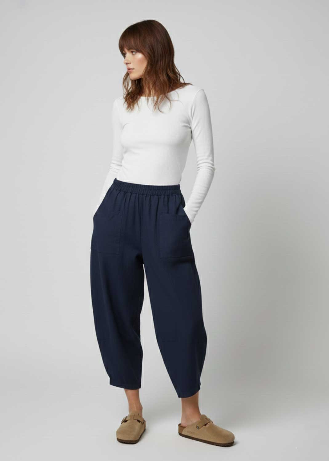 Buxton Jersey Barrel Pocket Pants Navy