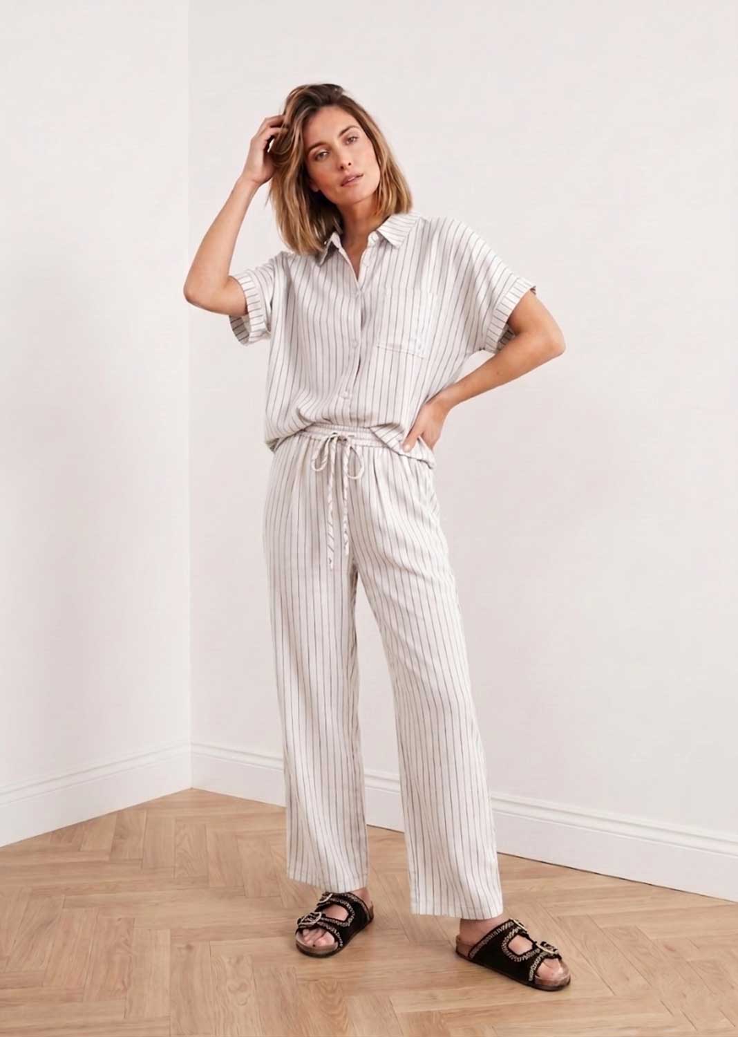 Cecilia White Stripe Co-ord Set
