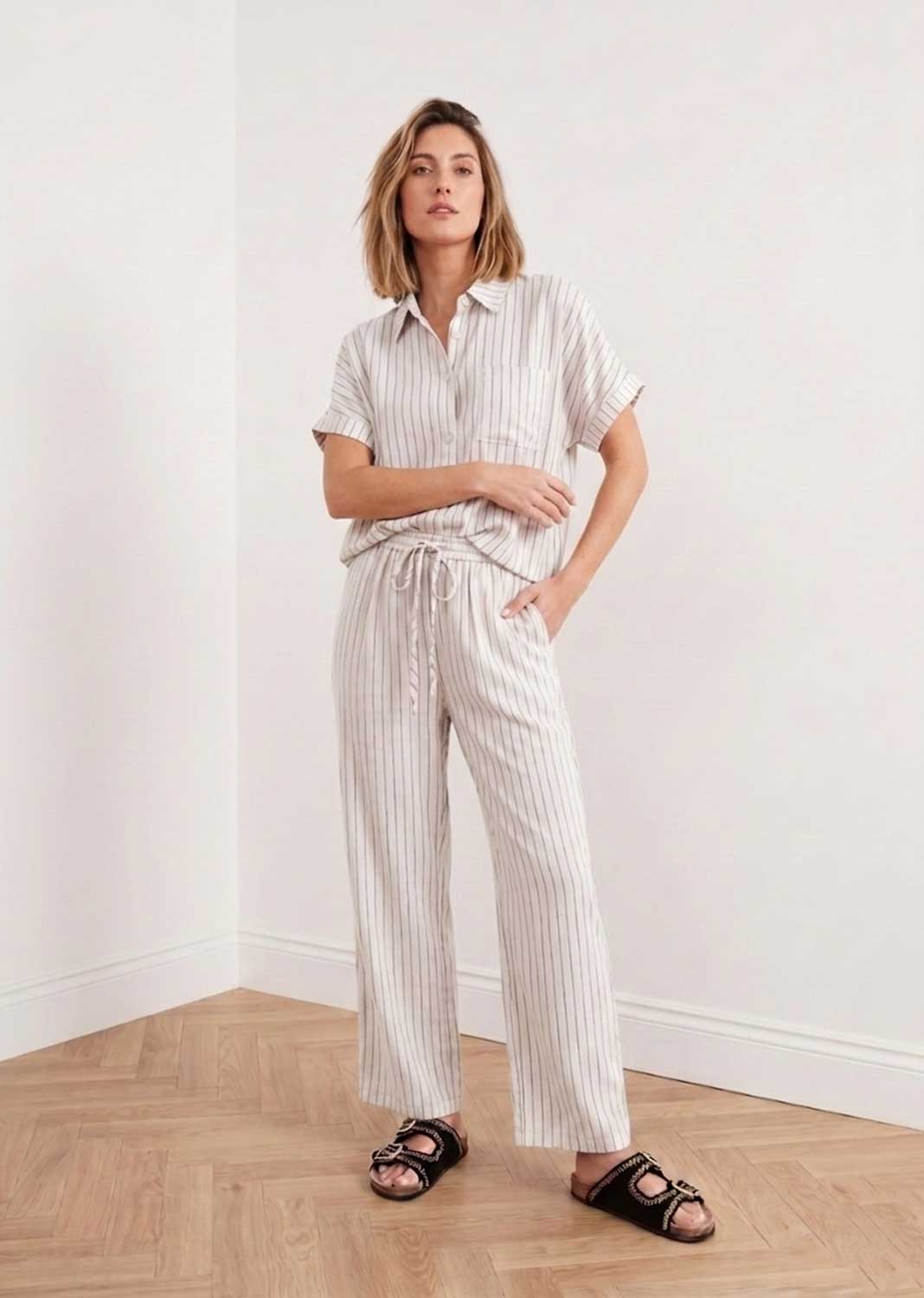 Cecilia White Stripe Co-ord Set