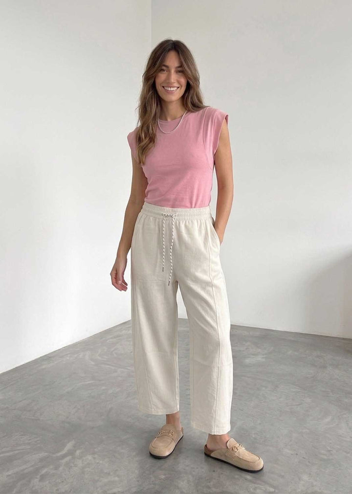 Charlotte Cream Barrel Leg Pants