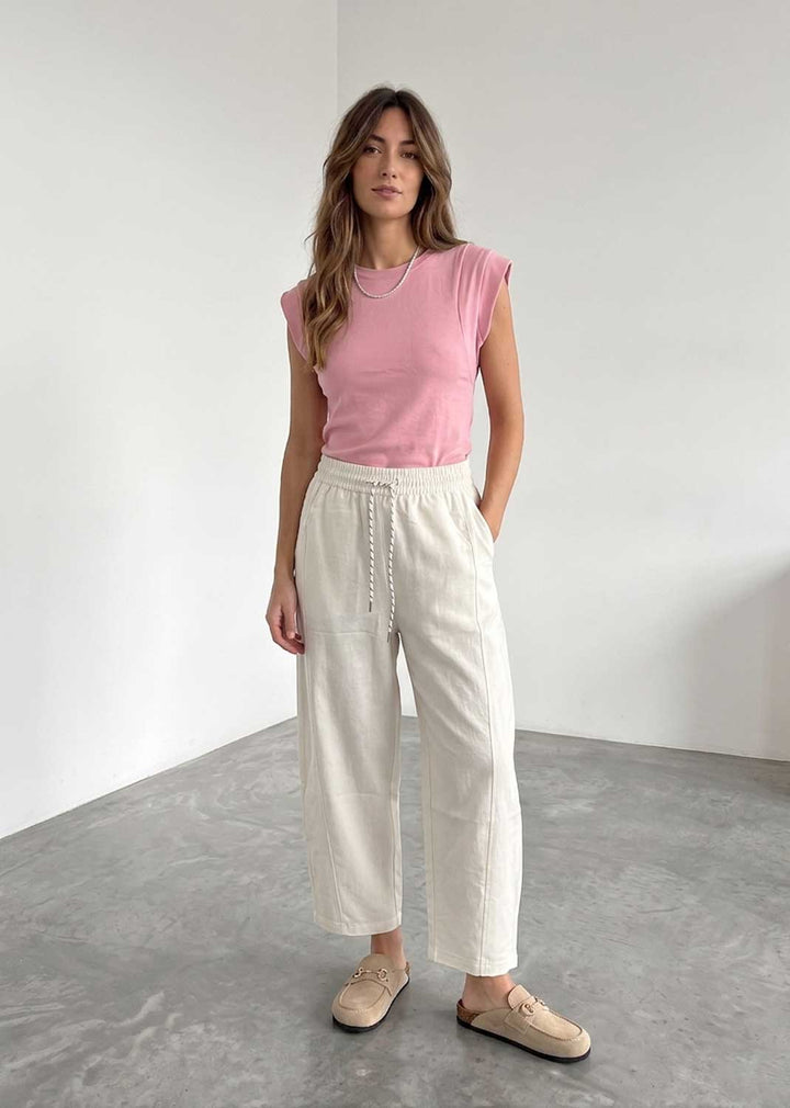 Charlotte Cream Barrel Leg Pants