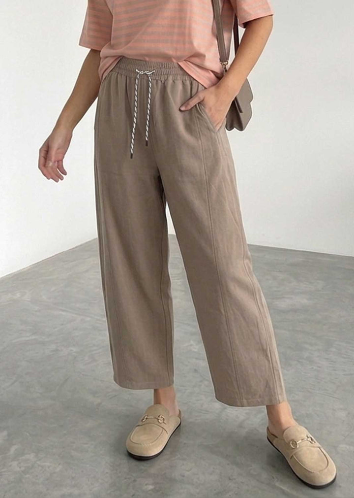Charlotte Taupe Barrel Leg Pants