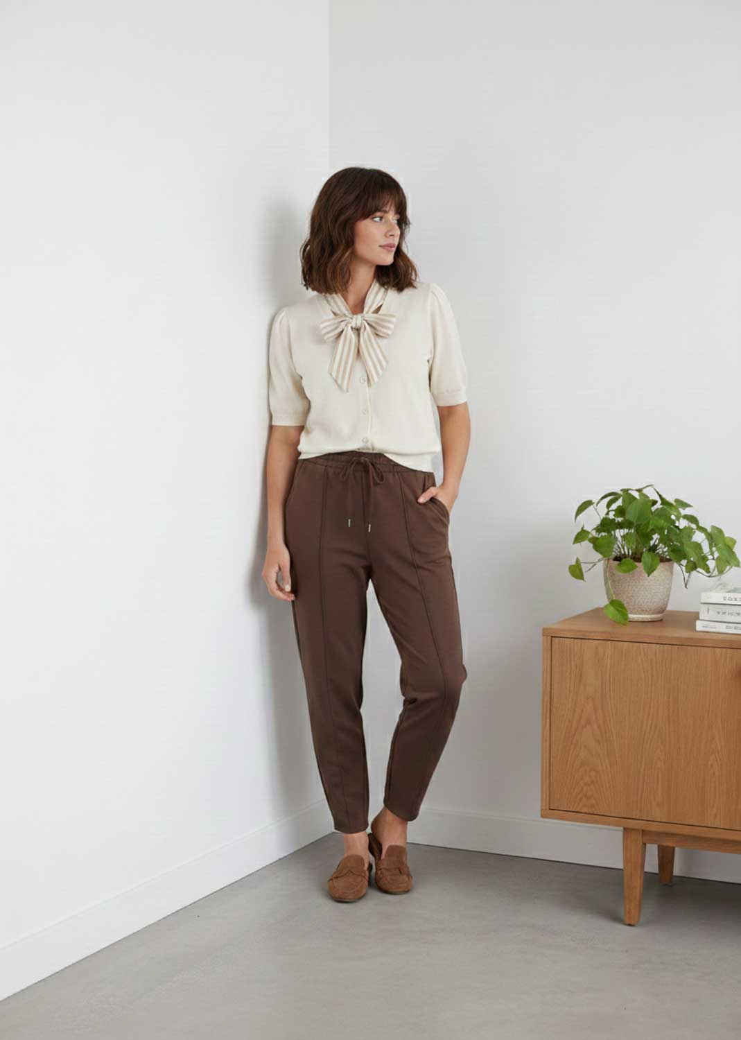 Christie Jersey Barrel Pants Brown