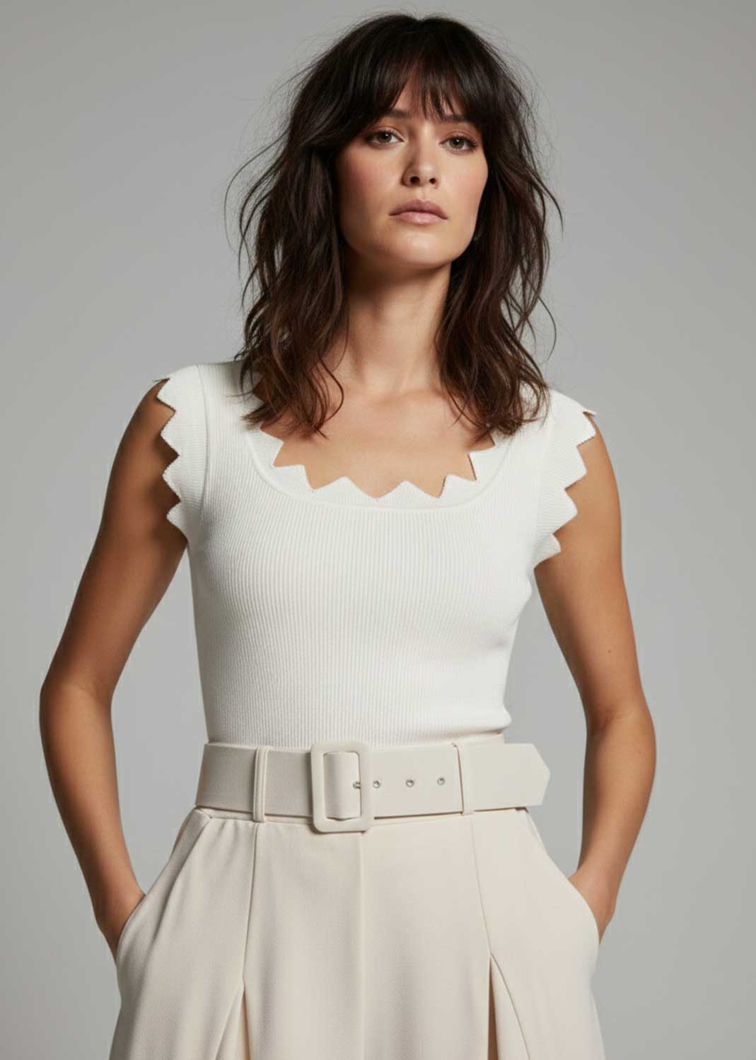 zig zag ribbed vest