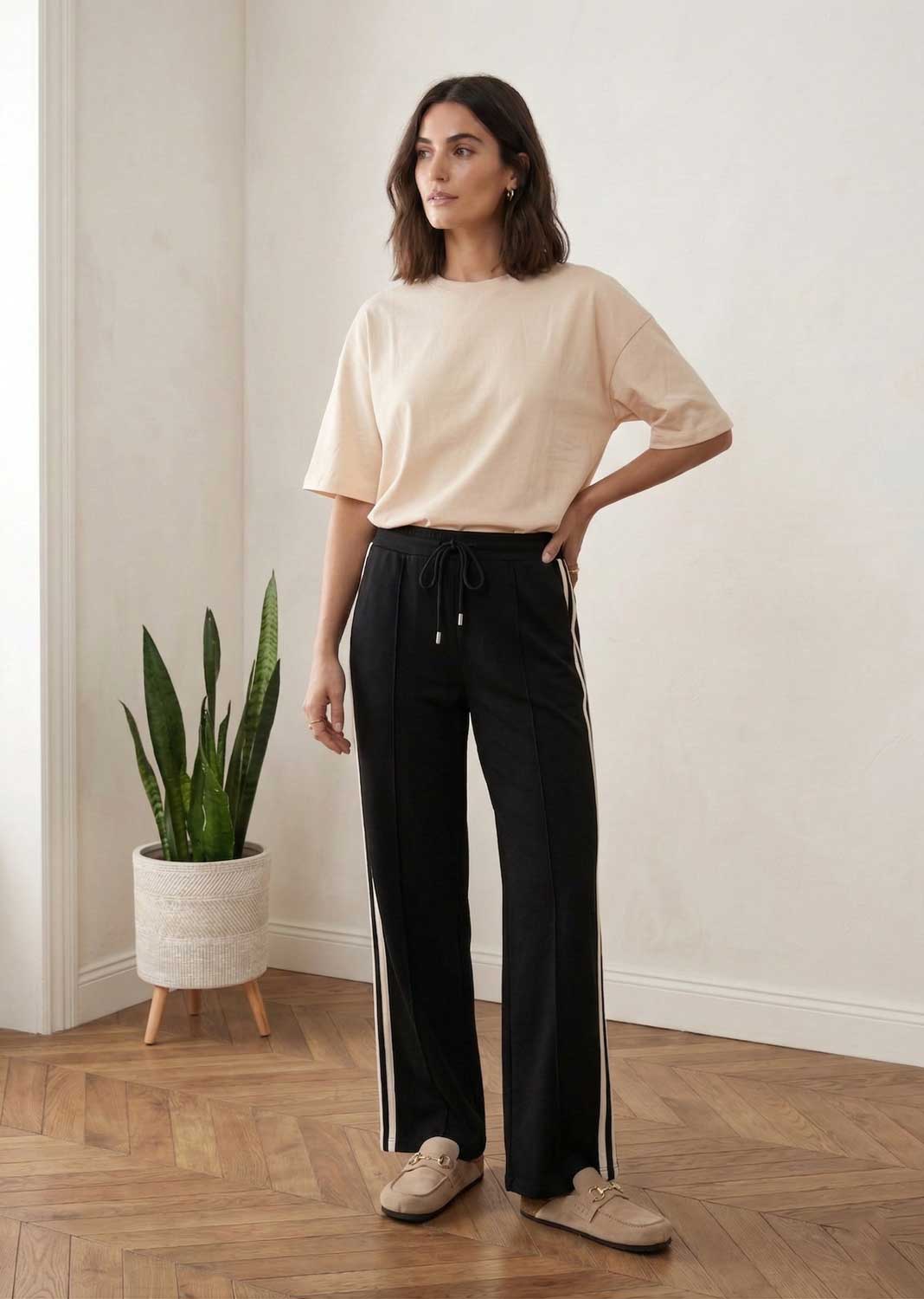 Cory Side Stripe Track Pants Black