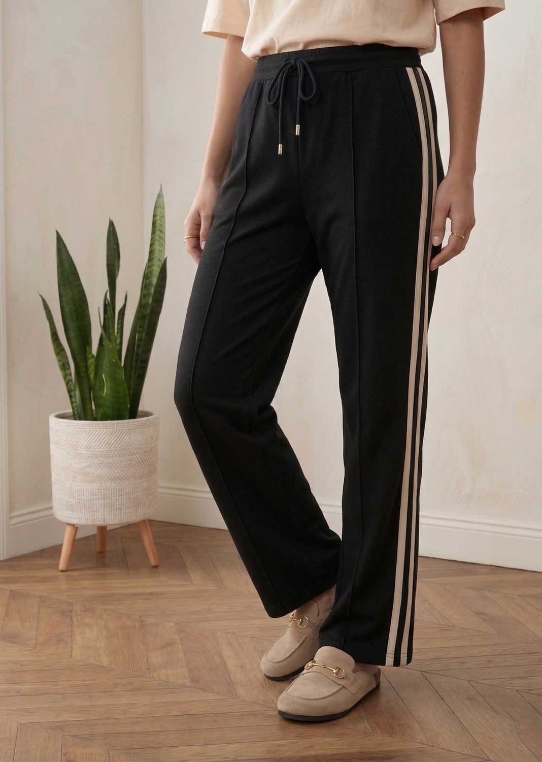 Cory Side Stripe Track Pants Black