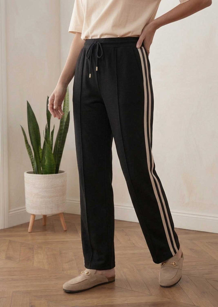 Cory Side Stripe Track Pants Black