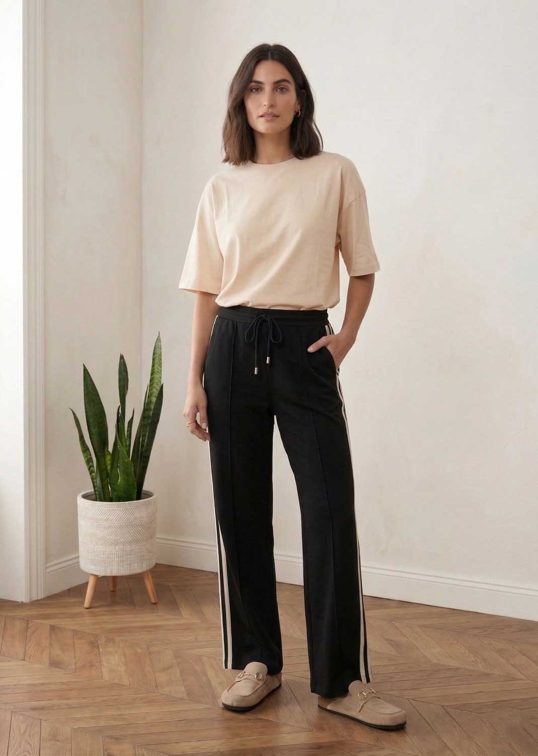 Cory Side Stripe Track Pants Black