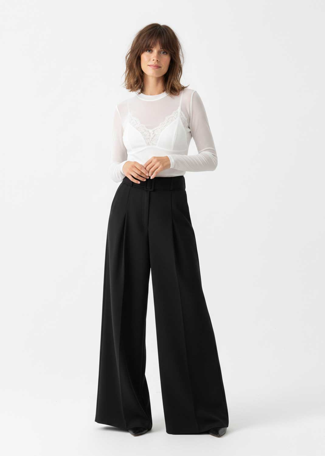Cove Lace Slip Sheer Top White