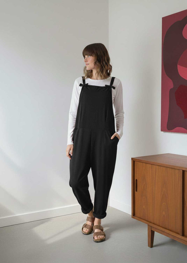 Cressida Jersey Dungarees  Black