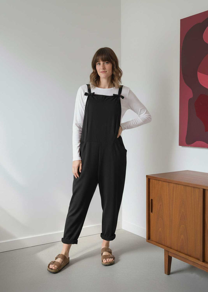 Cressida Jersey Dungarees  Black