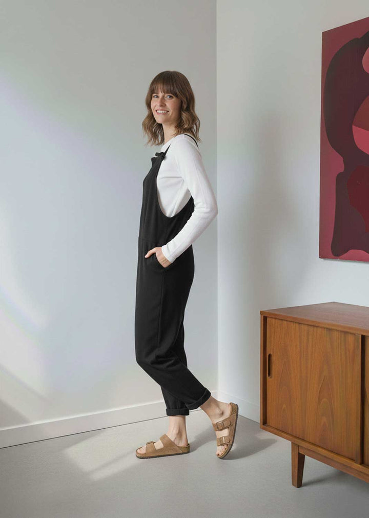 Cressida Jersey Dungarees  Black
