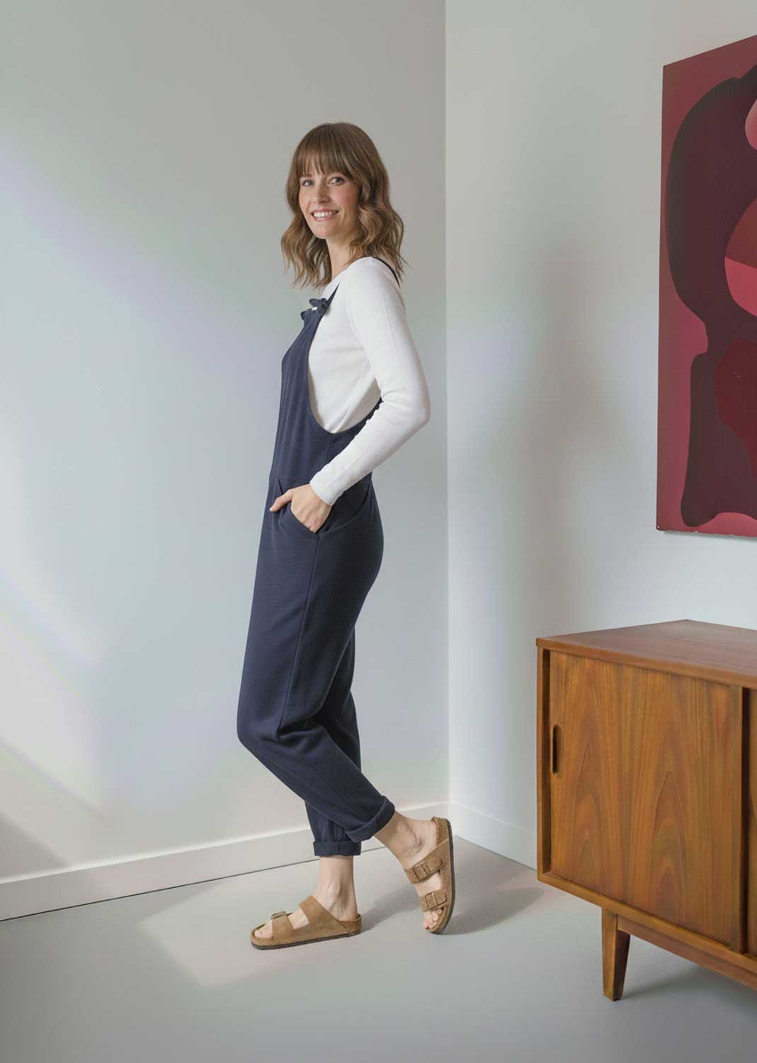 Cressida Jersey Dungarees Navy