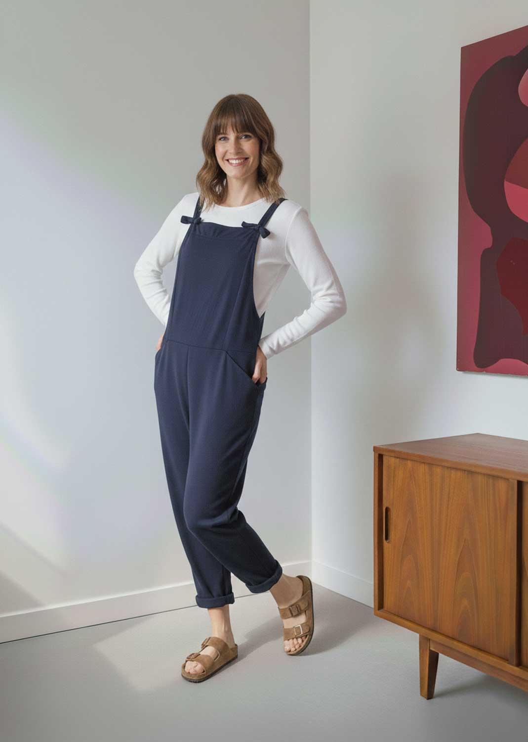 Cressida Jersey Dungarees Navy