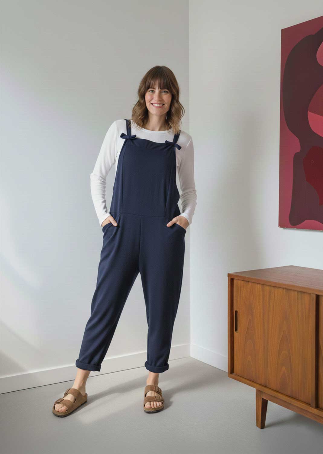 Cressida Jersey Dungarees Navy