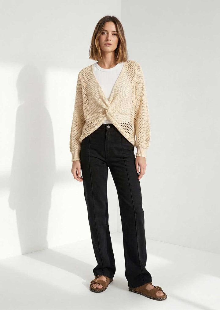 Dara Wide Leg Pintuck Jeans Black