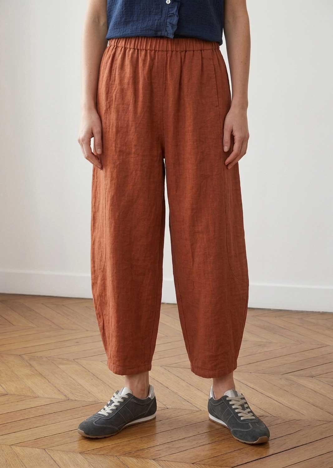 brick linen barrel pants 
