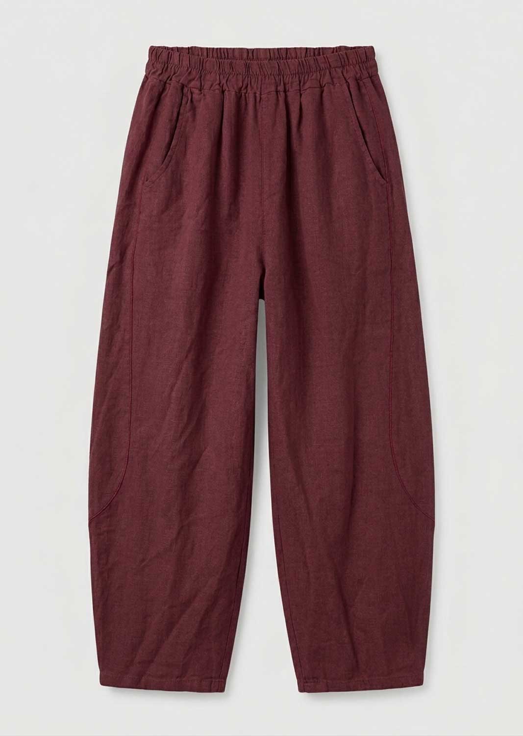 Darley Burgundy Linen Barrel Pants