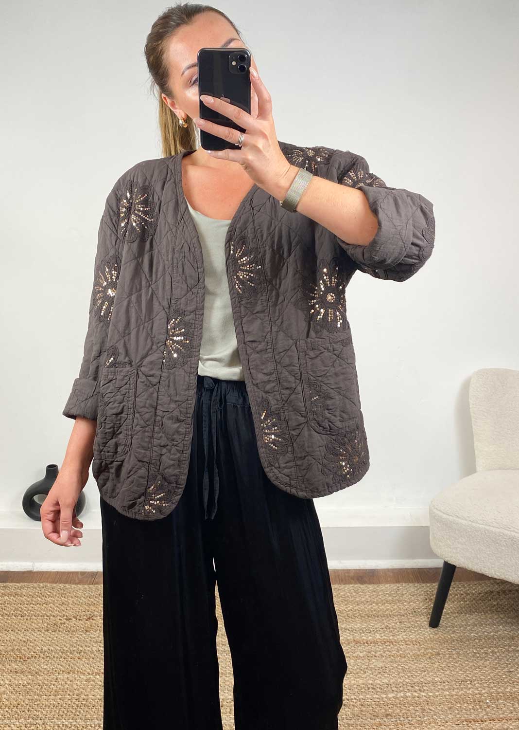 Destiny Quilted Jacket  Espresso Brown