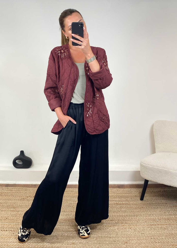 Destiny Burgundy Quilted Jacket
