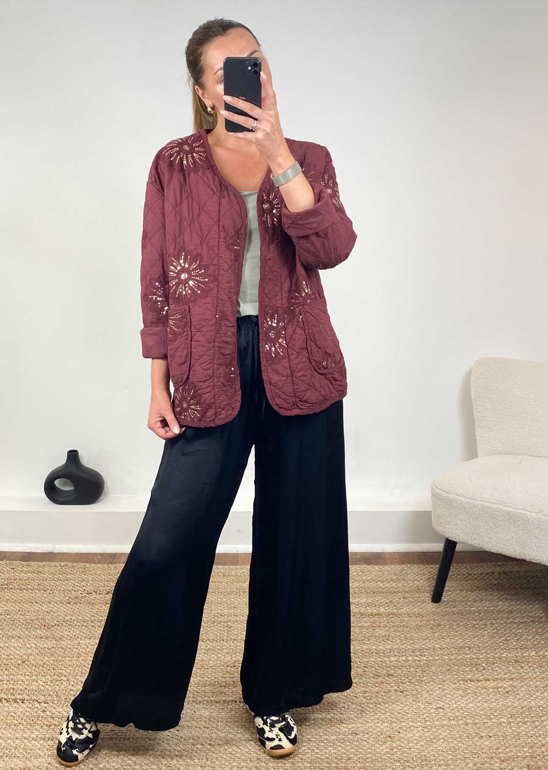 Destiny Burgundy Quilted Jacket