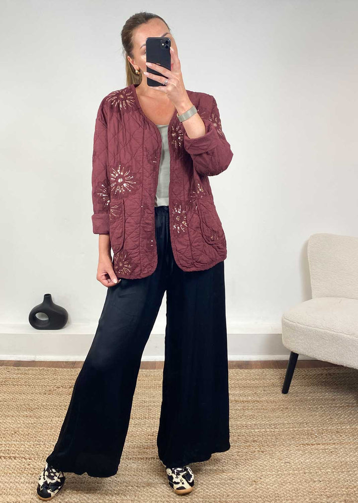 Destiny Burgundy Quilted Jacket