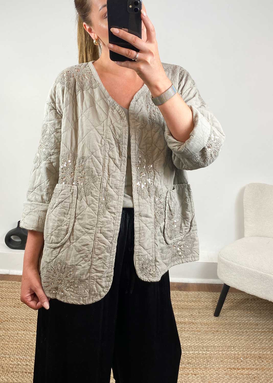 Destiny Taupe Quilted Jacket