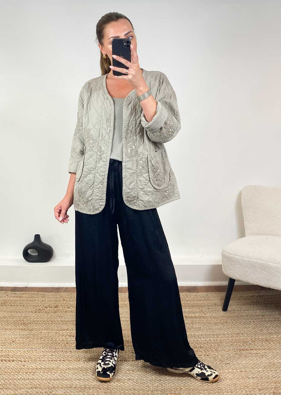 Destiny Taupe Quilted Jacket