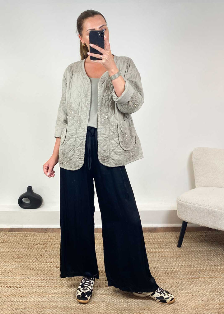 Destiny Taupe Quilted Jacket