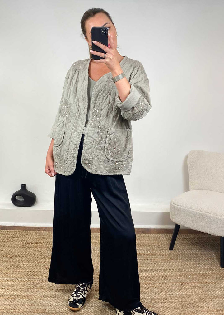 Destiny Taupe Quilted Jacket