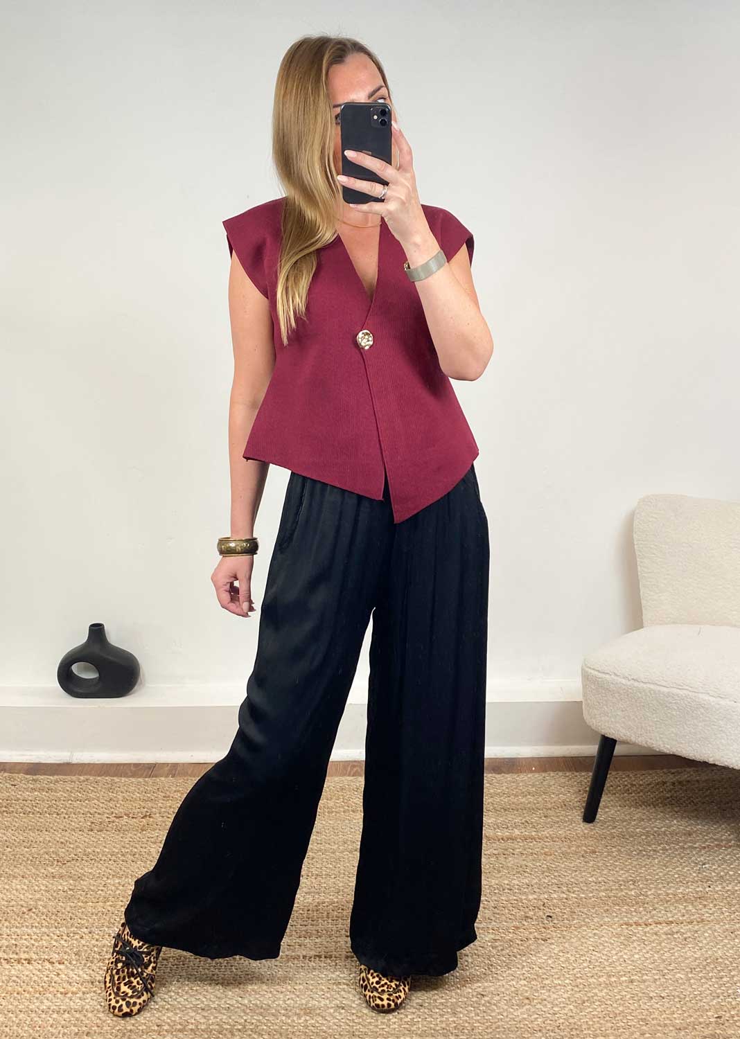 Burgundy Waistcoat Top