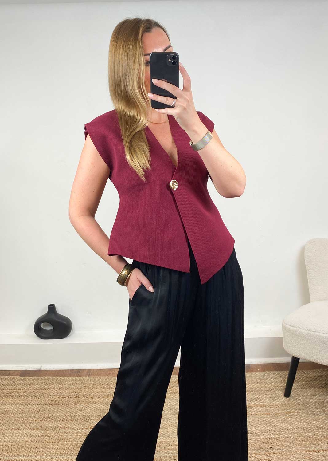 Burgundy Waistcoat Top